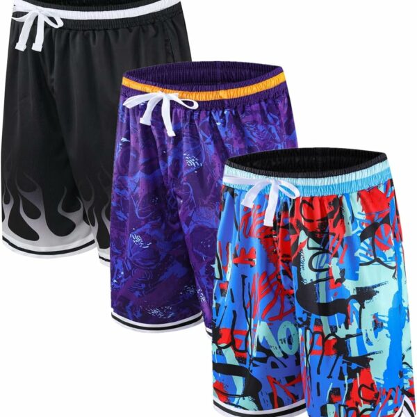 2/3 Pack Basketball Shorts with Zipper Pockets for Men,Active Athletic Shorts