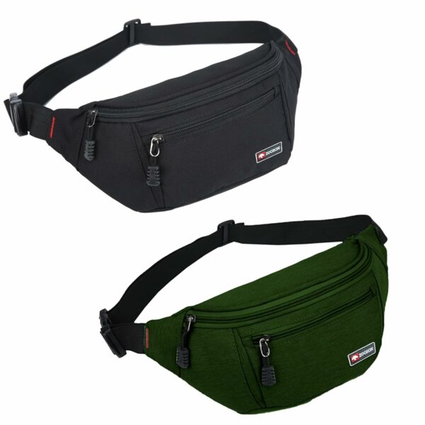 2 Packs Fanny Packs for Men and Women, Water Resistant Sports Waist Pack Bag Hip Bum Bag for Travel Hiking Running