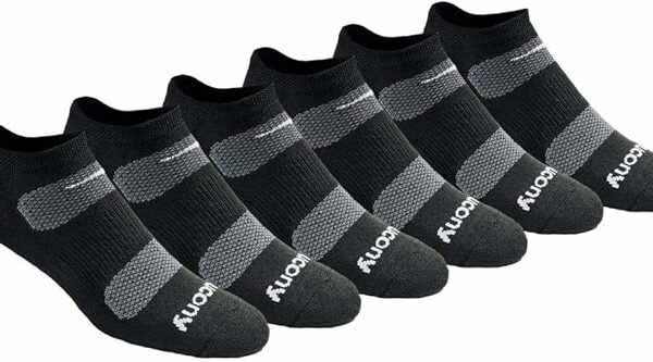 Saucony Men's Rundry Mesh Ventilating Comfort Fit Performance No-Show Socks, Available in M-XXL (6, 12, 18 Pairs)