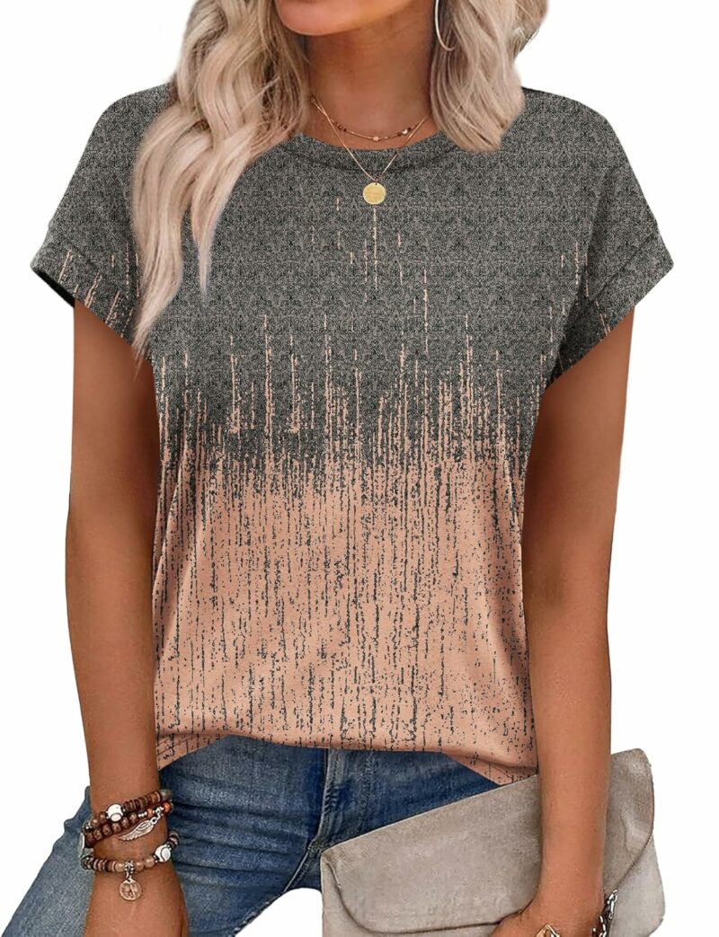 Alaroo Womens Summer Tops Short Sleeve Shirts Crew Neck Cute Trendy Tunic Blouses (S-3XL)