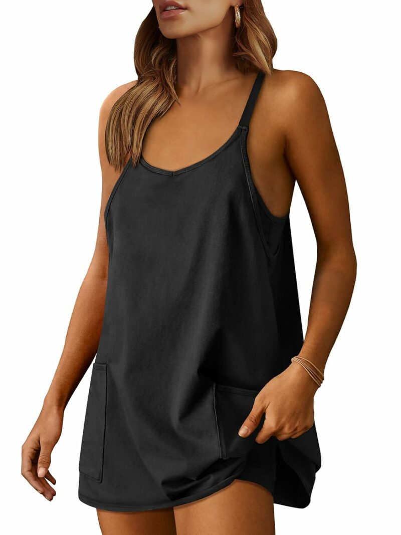 ANRABESS Women Athletic Dress Summer Tennis Workout Active Sports Mini Romper Dress Built in Shorts Travel Vacation Clothes