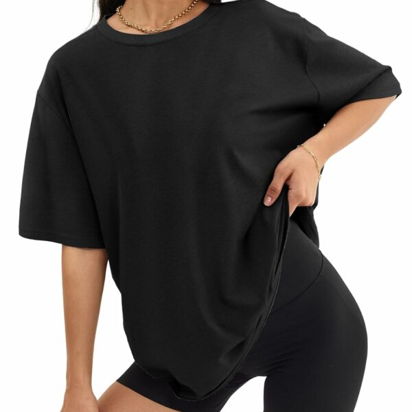 ATHMILE Womens Oversized T Shirts Loose Fit Crewneck Short Sleeve Tops Summer Casual Blouse Y2K 2025 Basic Tee Beach