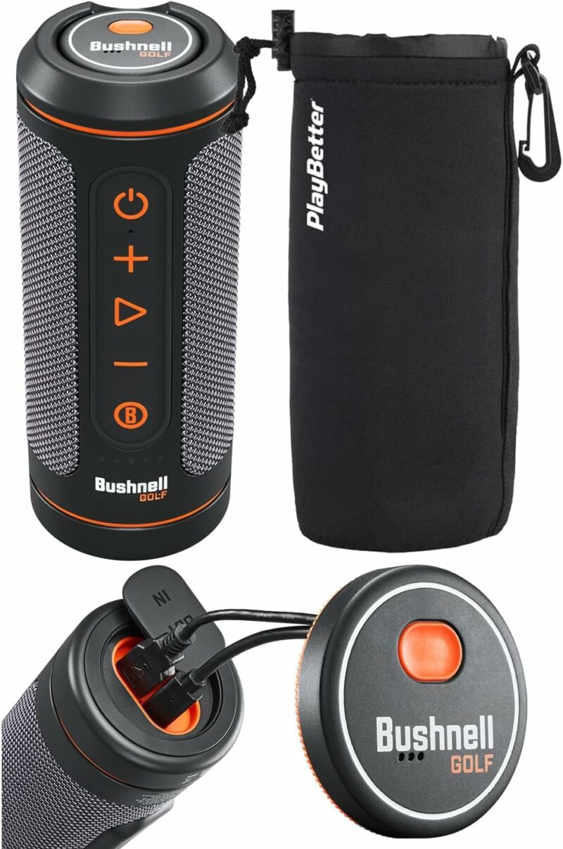 Bushnell Wingman 2 Golf Speaker with GPS (2024) | Remote Controlled Voice GPS Distances, Music, 40,000+ Courses, BITE Magnetic Cart Mount - Bundle with PlayBetter Protective...