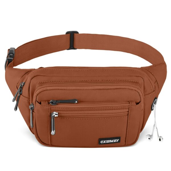 CXWMZY Fanny Packs For Women & Men Waist Pack Hip Bum Bag with Multi-Pockets Large Capacity Waterproof Casual Bum Bag for Disney Traveling Casual Cycling Running Hiking (Brown1)
