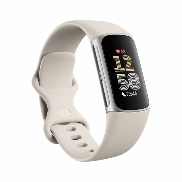 Fitbit Charge 6 Fitness Tracker with Google apps, Heart Rate on Exercise Equipment, 6-Months Premium Membership Included, GPS, Health Tools and More, Porcelain/Silver, One Size...