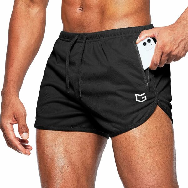 G Gradual Men's Running Shorts 3 Inch Quick Dry Gym Athletic Jogging Shorts with Zipper Pockets