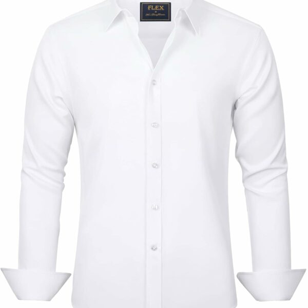 J.VER Men's Dress Shirts Solid Long Sleeve Stretch Wrinkle-Free Formal Shirt Business Casual Button Down Shirts