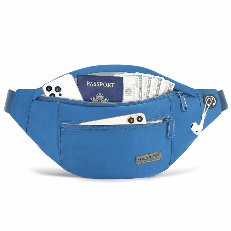 MAXTOP Large Crossbody Fanny Pack with 4-Zipper Pockets,Gifts for Enjoy Sports Festival Workout Traveling Running Casual Hands-Free Wallets Waist Pack Phone Bag Carrying All Phones