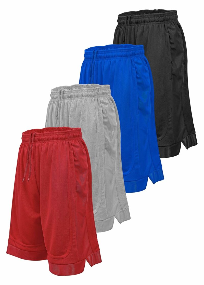 Mens Basketball Shorts with Pockets, Active Athletic Performance Gym Workout Shorts for Men Workout Shorts, 4 Pack
