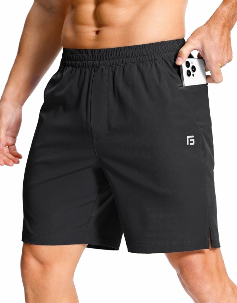 Men's Lightweight Athletic Shorts with Zipper Pockets 7"/5"/9" Gym Workout Quick Dry Running Tennis Basketball Shorts for Men