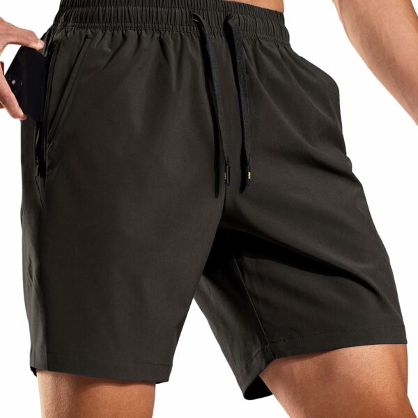 MIER Men's Workout Running Shorts 7 Inch Lightweight Athletic with Zipper Pockets No Liner Quick-Dry Gym Active Shorts