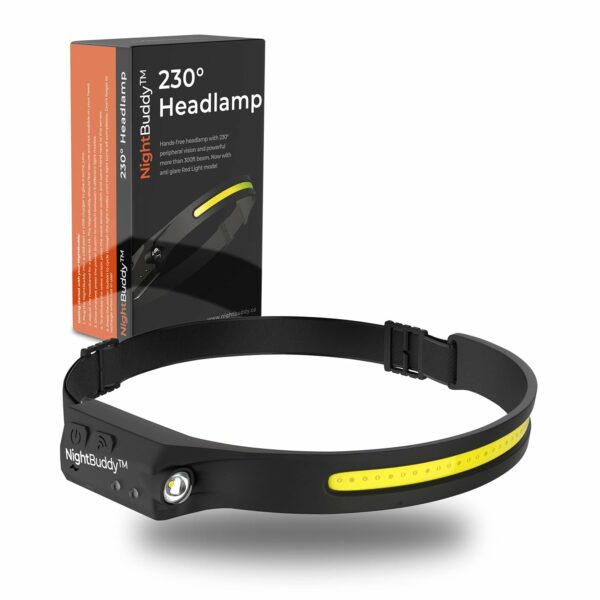 NightBuddy The Original LED Headlamp Rechargeable Flashlight for Adults Camping Essentials Backpacking Lights 4X Brighter Other Headlight Headband Lamp 5 Light Modes Hiking Gear...