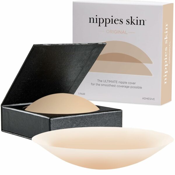 Nippies Nipple Covers for Women - Sticky Adhesive Silicone Pasties - Reusable Pasty Nipple Cover with Travel Box