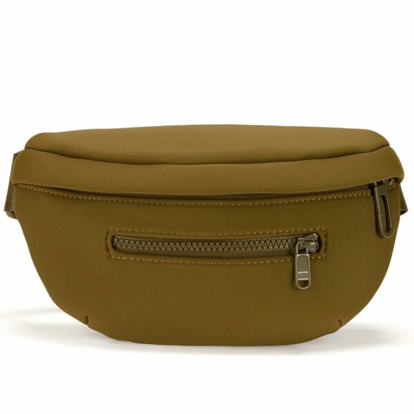 Pander 1L Fanny Pack - 3 Pockets Neoprene Waist Bag for Men & Women Fashion Water Resistant Hip Bum Bag with Adjustable Belt for Running Travel Hiking Workout Sports (Dark Moss) 1