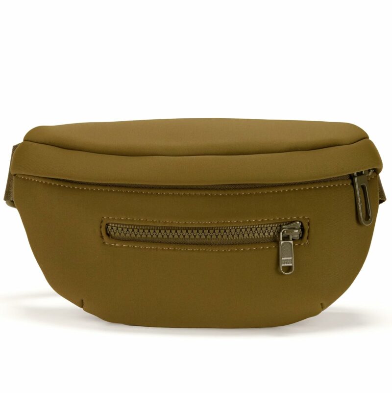 Pander 1L Fanny Pack - 3 Pockets Neoprene Waist Bag for Men & Women Fashion Water Resistant Hip Bum Bag with Adjustable Belt for Running Travel Hiking Workout Sports (Dark Moss) 1