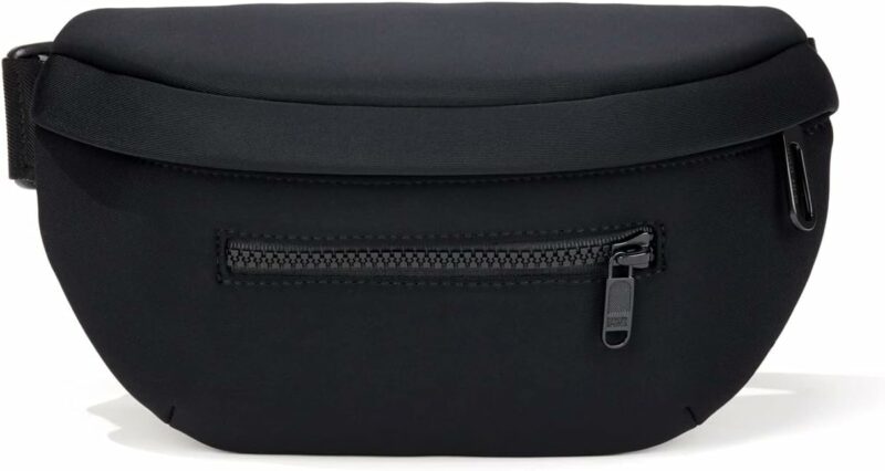 Pander Neoprene Fanny Pack 3 Pockets Waist Bag for Men & Women Fashion Water Resistant Hip Bum Bag with Adjustable Belt for Running Travel Hiking Workout Sports (Black, One Size)