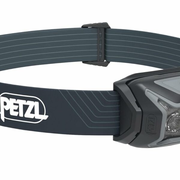 PETZL ACTIK Headlamp - Powerful 450 Lumen Light with Red Lighting, for Hiking, Climbing, Running, and Camping - Grey