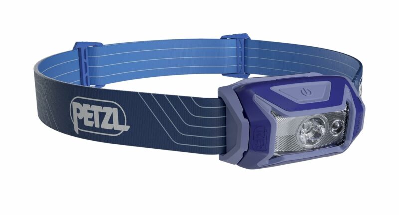 PETZL Tikka Headlamp - Compact 350 Lumen Light with Red Lighting, for Hiking, Climbing, Running, and Camping - Blue