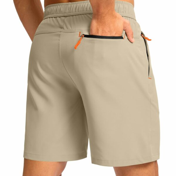 Pudolla Men's Athletic Hiking Shorts Lightweight Workout Gym Shorts for Men Outdoor Casual Travel with 3 Zipper Pockets