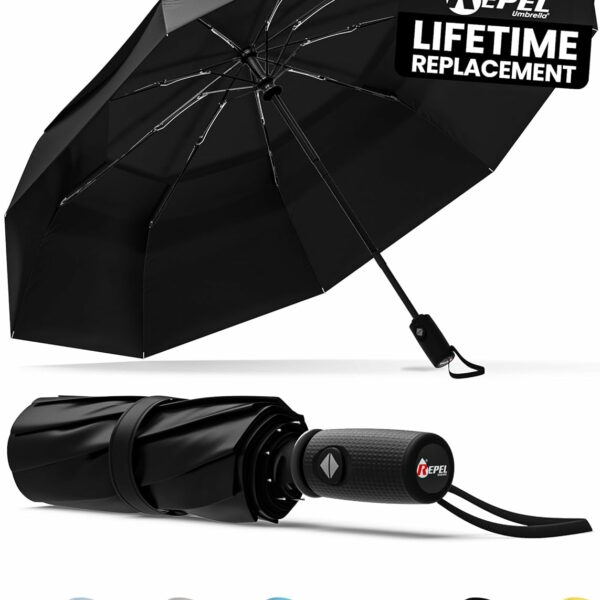 Repel Umbrella Windproof Travel Umbrellas for Rain - Easy Auto Open Close, Durable & Compact Umbrella, Strong Fiberglass Frame, Waterproof Canopy - Backpack, Purse, Portable...