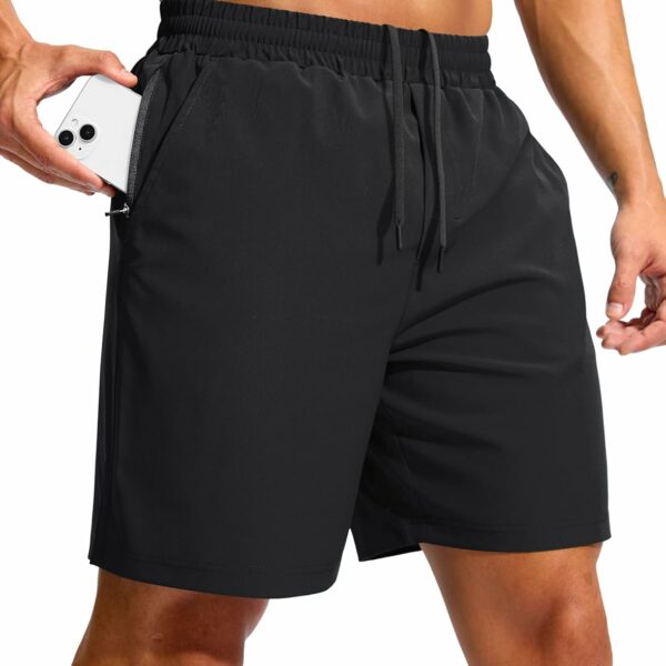 Soothfeel Men's Athletic Workout Shorts with Zipper Pocket 5"/7" Running Gym Shorts for Men Lightweight Quick Dry Tennis