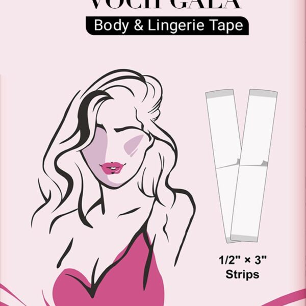 VOCH GALA 100 Strips Double Sided Tape for Fashion and Clothes, Waterproof Fashion Clothing Tape, Fabric Tape to Skin, Strong Adhesive Body Tape, Clear Transparent for All Skin...