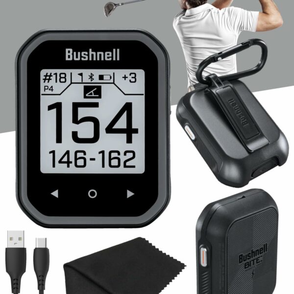 Wearable4U - Bushnell Phantom 3 GPS Rangefinder Black with BITE Magnetic Mount and GreenView with Lens Cleaning Cloth Bundle