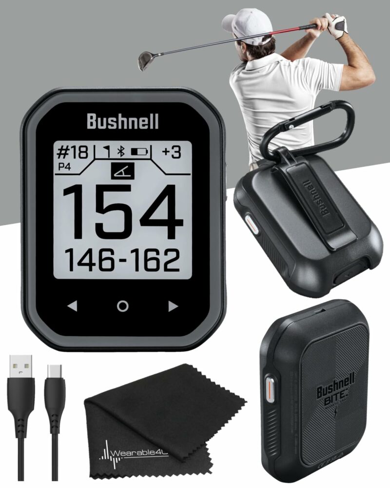 Wearable4U - Bushnell Phantom 3 GPS Rangefinder Black with BITE Magnetic Mount and GreenView with Lens Cleaning Cloth Bundle