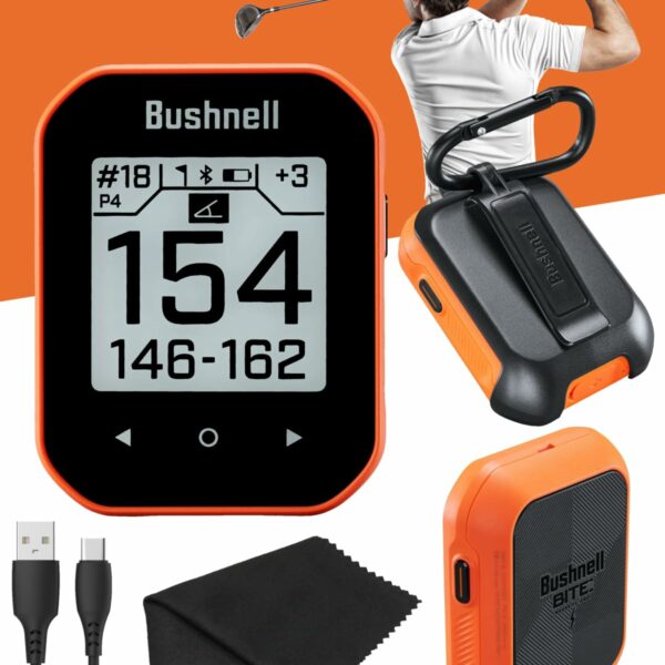 Wearable4U - Bushnell Phantom 3 GPS Rangefinder Orange with BITE Magnetic Mount and GreenView with Lens Cleaning Cloth Bundle