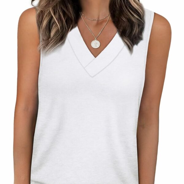 WIHOLL Tank Tops for Women Summer V Neck T Shirts Trendy Sleeveless Basic Tee Loose Fit 2025 Fashion
